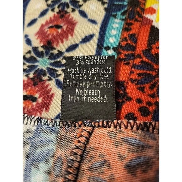 Win Win Womens Sz L Multi Color Knit Flare Bottom Tunic 3/4 Bell Sleeves Fall - Picture 5 of 10